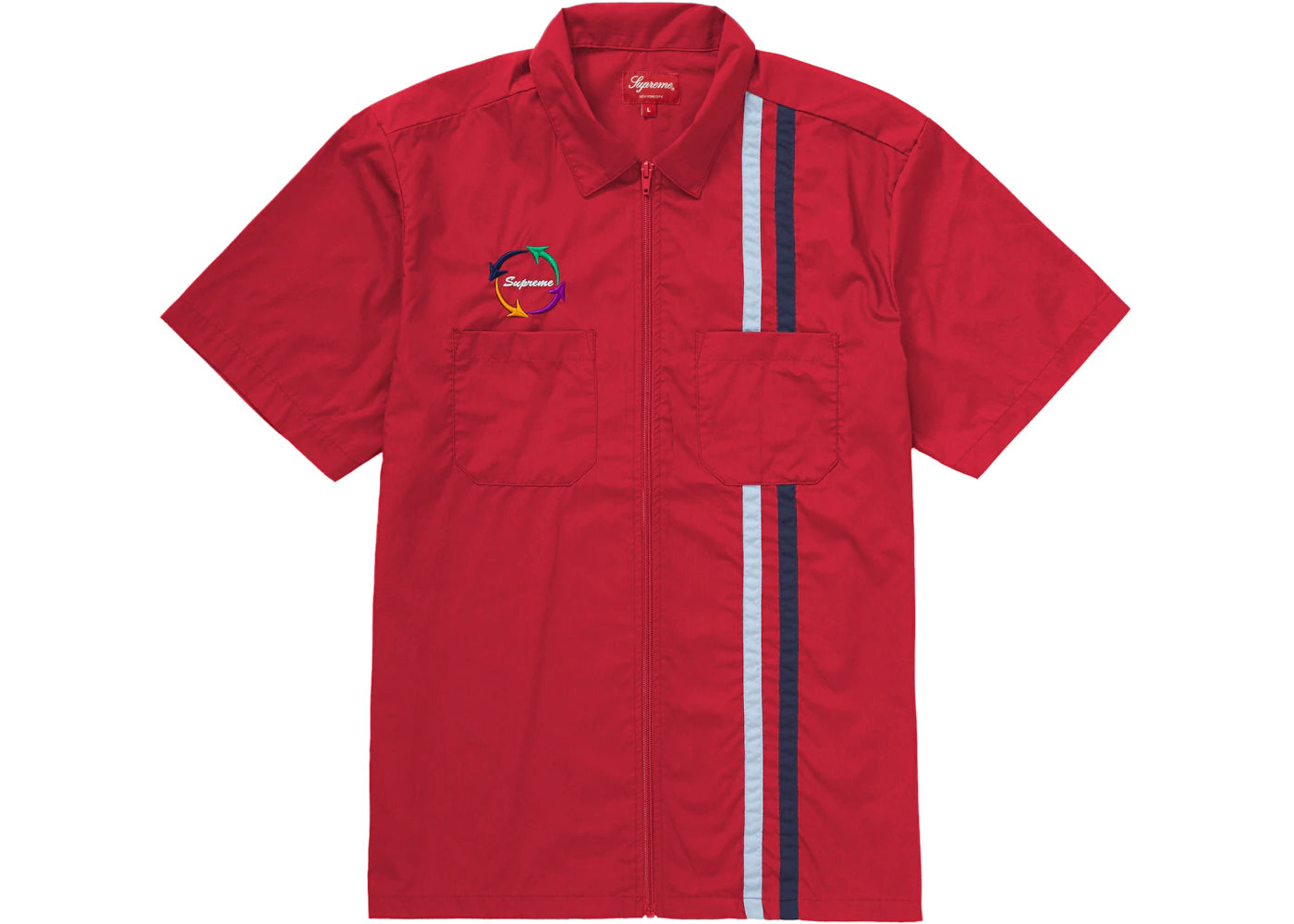 Supreme Zip Up S/S Work Shirt Red