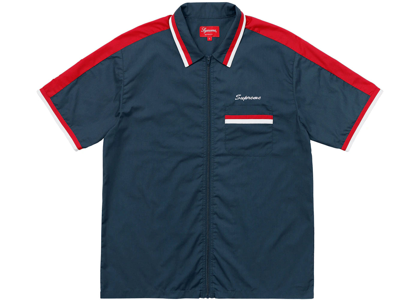 Supreme Zip Up Work Shirt Light Navy