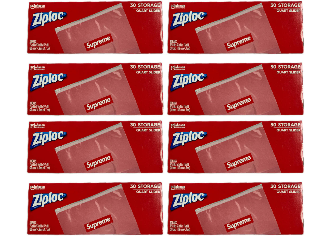 Supreme Ziploc Bags 8x Lot (Box Of 30)