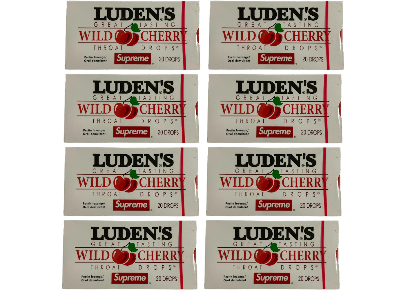 Supreme x Luden's Wild Cherry Throat Drops Box 8x Lot (Not Fit For Human Consumption)