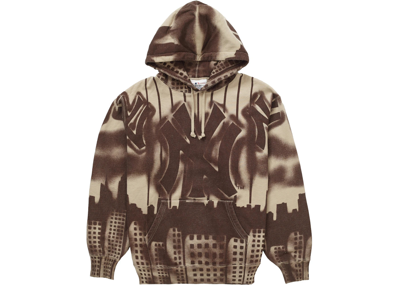 Supreme x New York Yankees Airbrush Hooded Sweatshirt Clay