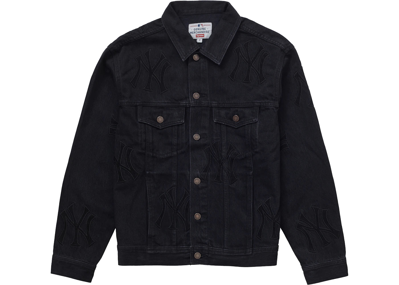 Supreme x New York Yankees Denim Trucker Jacket Washed Black