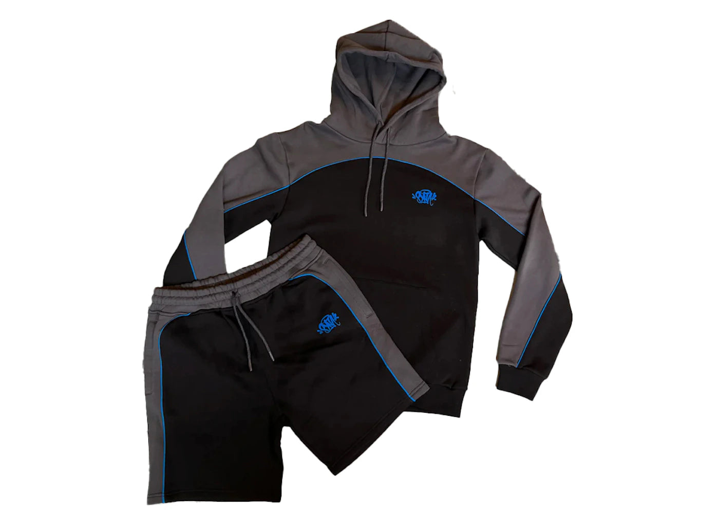 Syna World Pipe Hoodie & Short Set Black/Grey/Blue