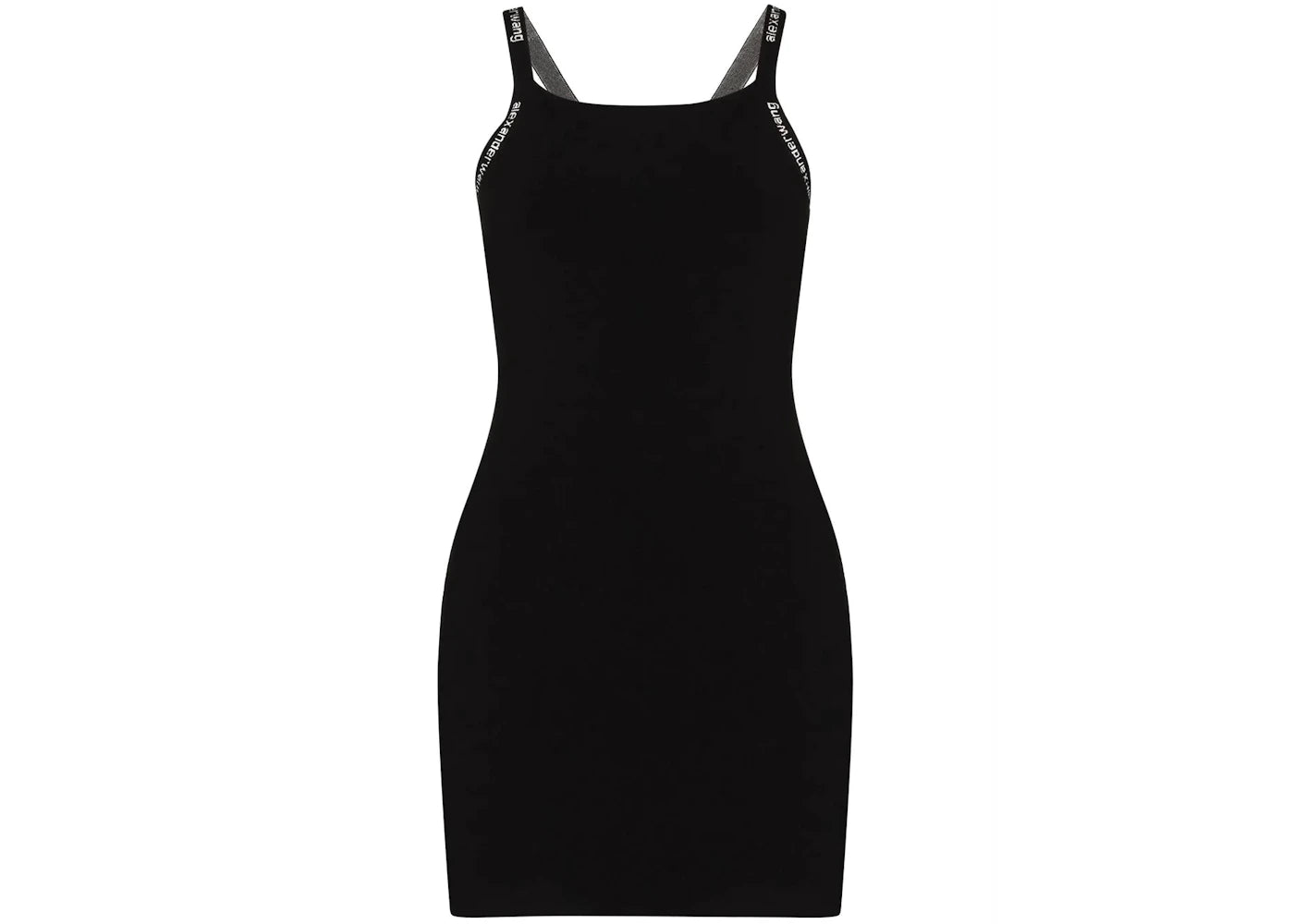 T by Alexander Wang Bodycon Logo Jacquard Trims Tank Dress Black