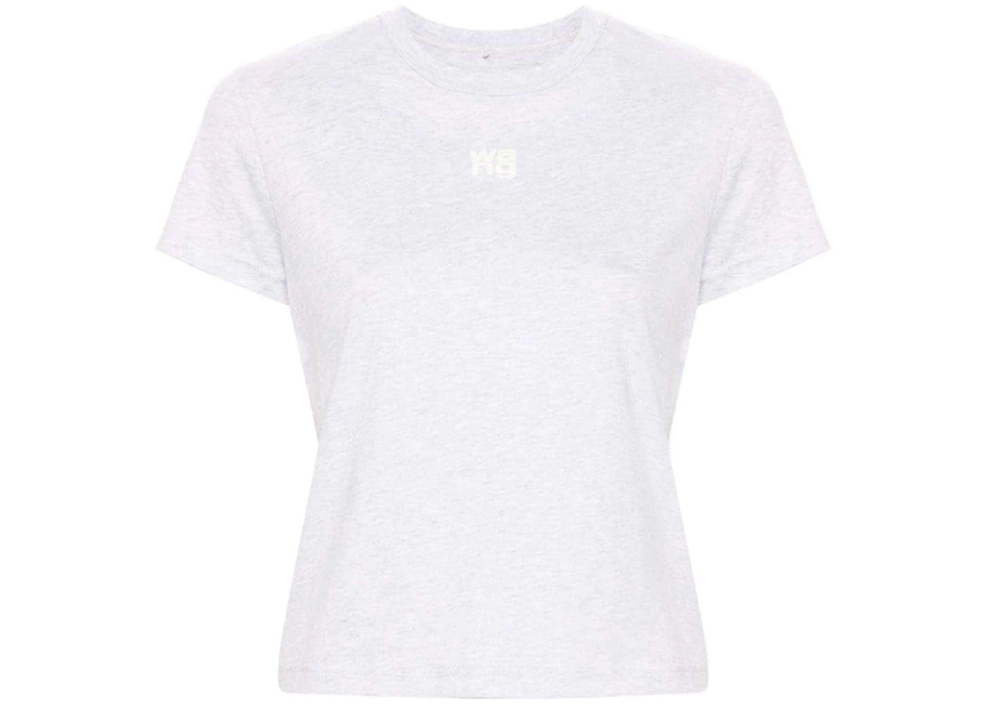 T by Alexander Wang Essential JSY Shrunk Puff Logo & Bound Neck Tee Light Heather Grey