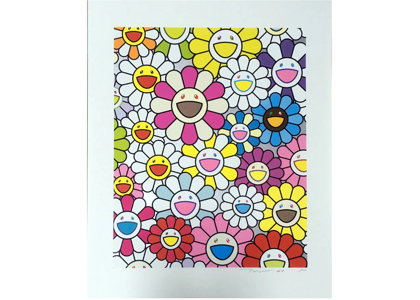 Takashi Murakami A Little Flower Painting: Pink, Purple And Many Other Colors Print (Signed, Edition 100)