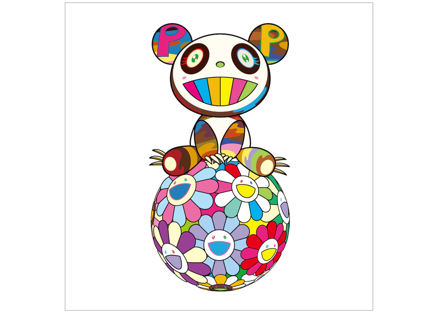 Takashi Murakami Atop a Ball of Flowers, a Panda Cub Sits Properly Print (Signed, Edition of 100)