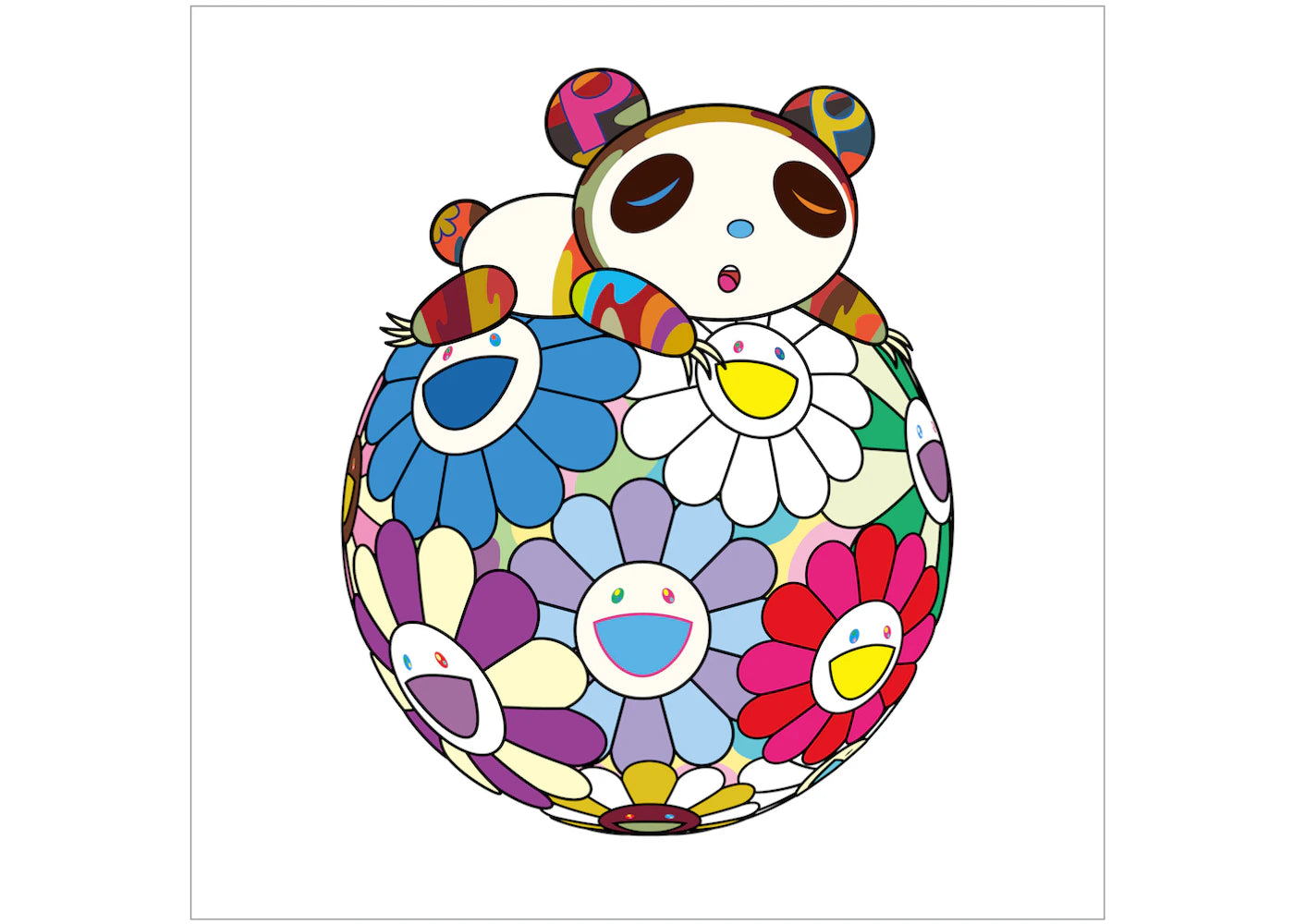 Takashi Murakami Atop a Ball of Flowers, a Panda Cub Sleeps Soundly Print (Signed, Edition of 100)