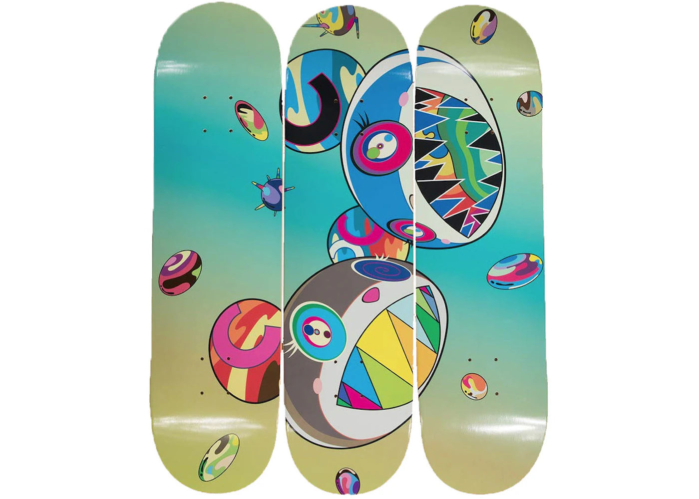 Takashi Murakami ComplexCon Sharp Tooth Bear Skateboard  Deck (Set of 3) Multi