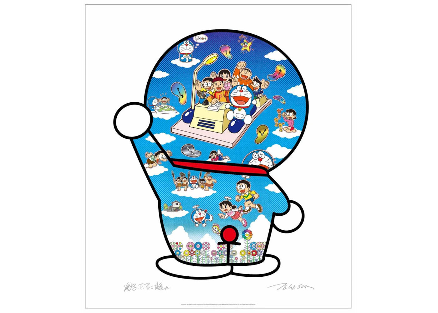 Takashi Murakami Doraemon, Let's Go Beyond The Dimension with Fujiko F. Fujio on a Time Machine Print (Signed, Edition of 300)