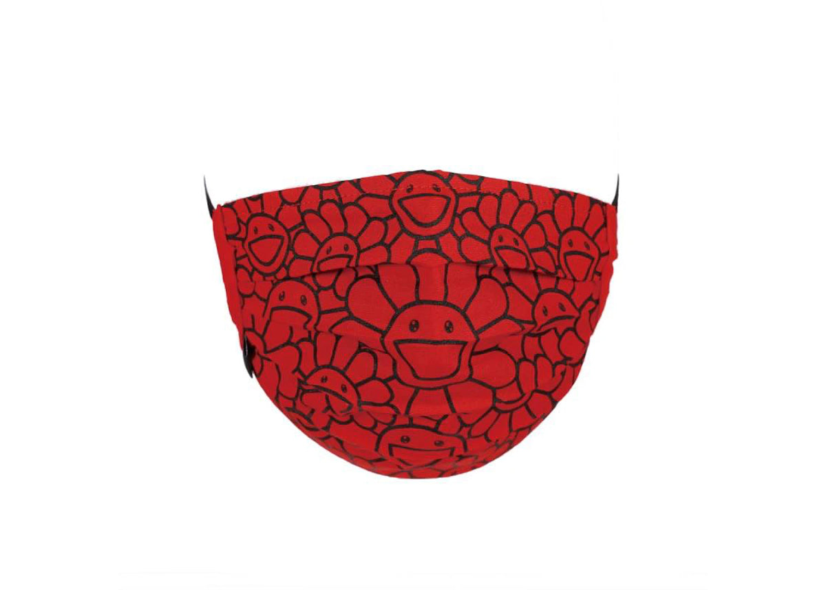 Takashi Murakami Flower Pattern Face Mask Red/Black