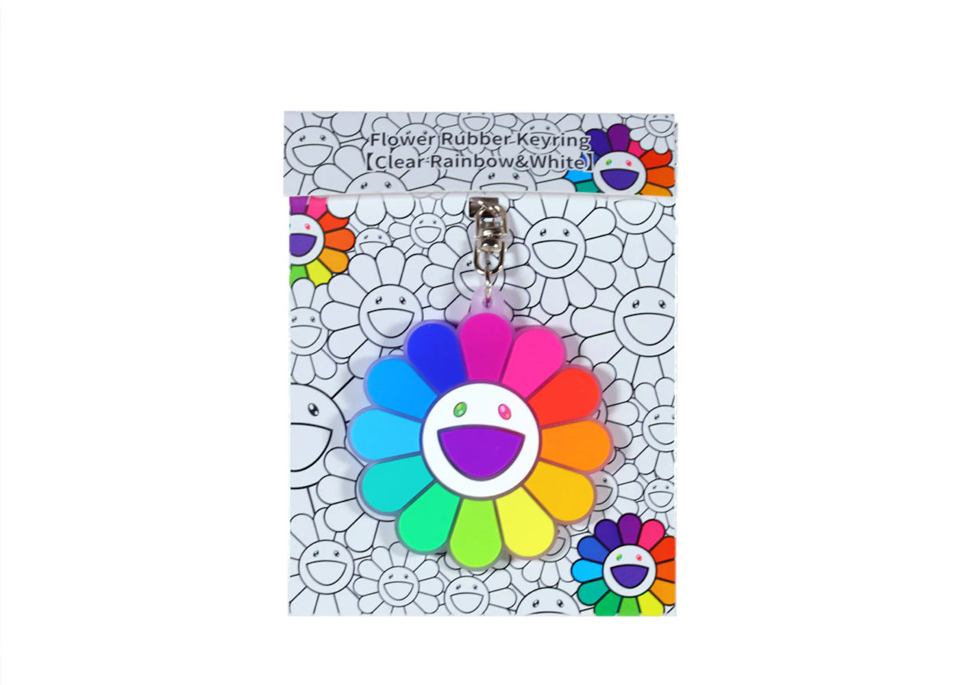 Takashi Murakami Flower Rubber Keyring Clear/Rainbow/White