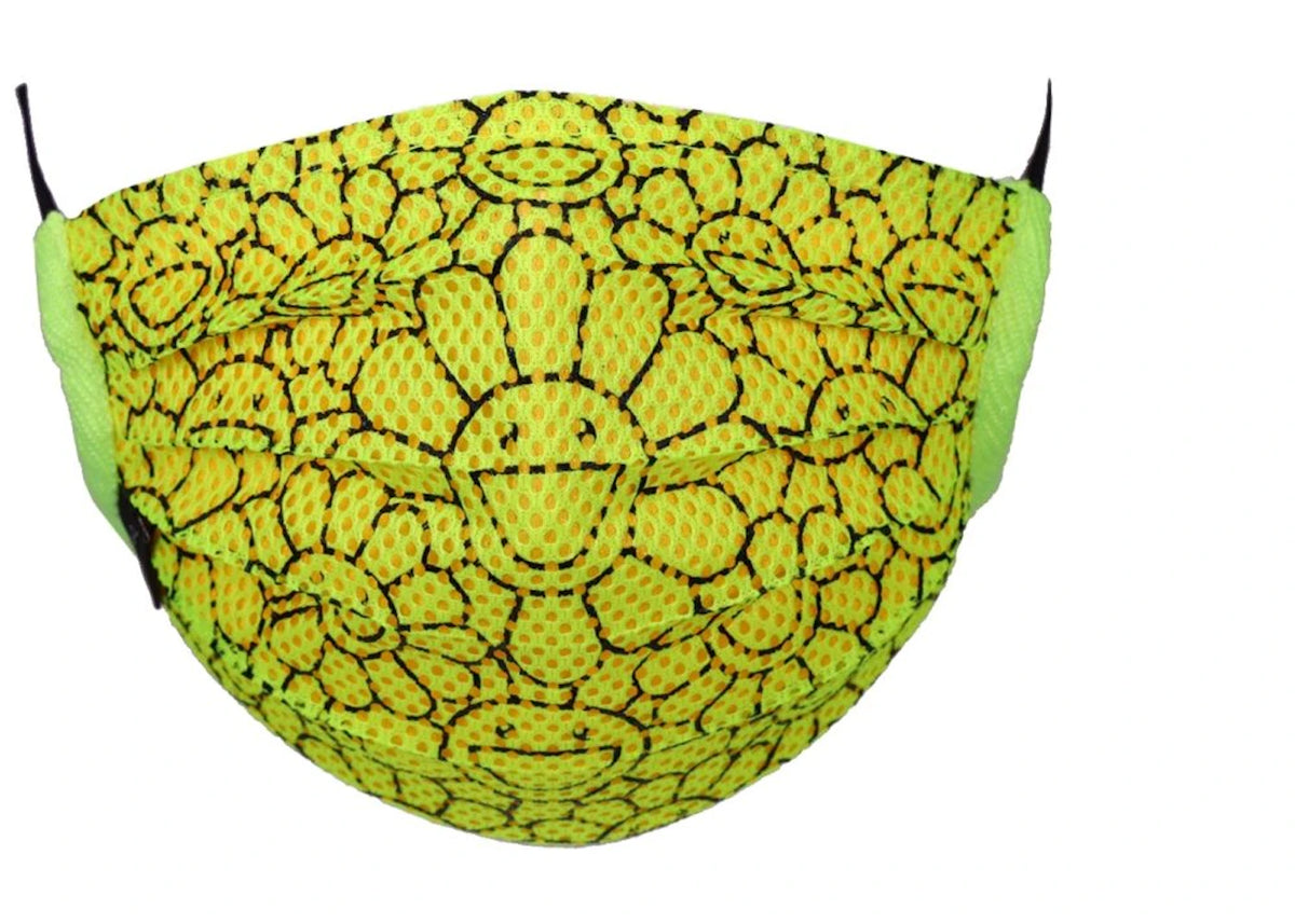Takashi Murakami Mesh Flower Pattern Face Mask Lemon Yellow/Black