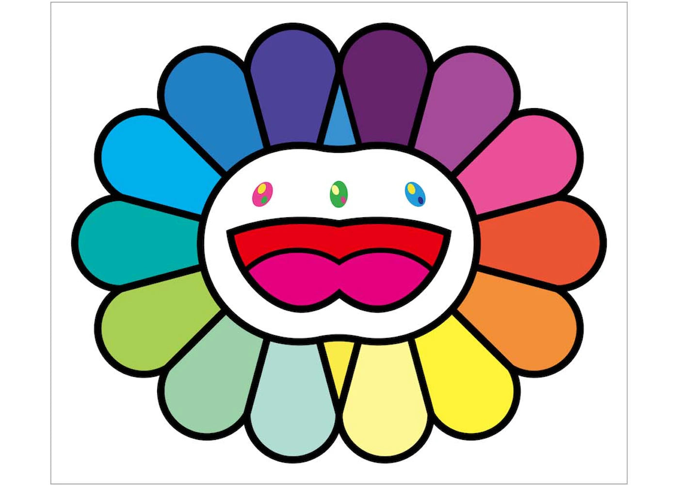 Takashi Murakami Multicolor Double Face: White Print (Signed, Edition of 100)