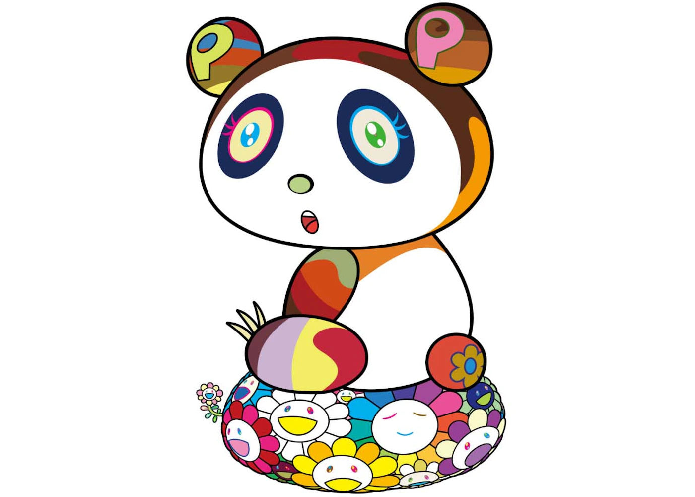 Takashi Murakami Panda Cub On a Flower Cushion Print (Signed, Edition of 100)