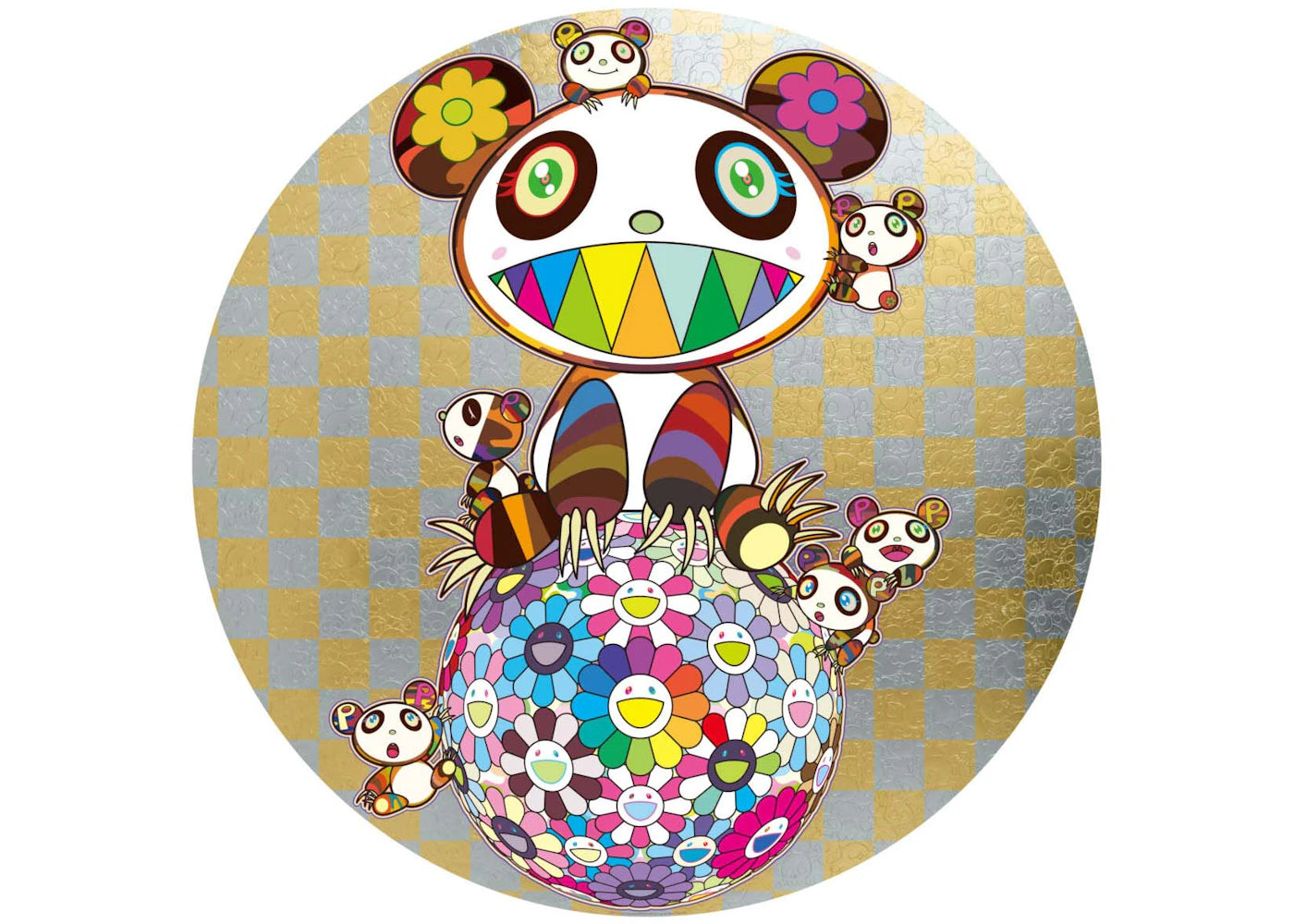 Takashi Murakami Panda and Panda Cubs and Flower Ball Print Gold (Signed, Edition of 300)