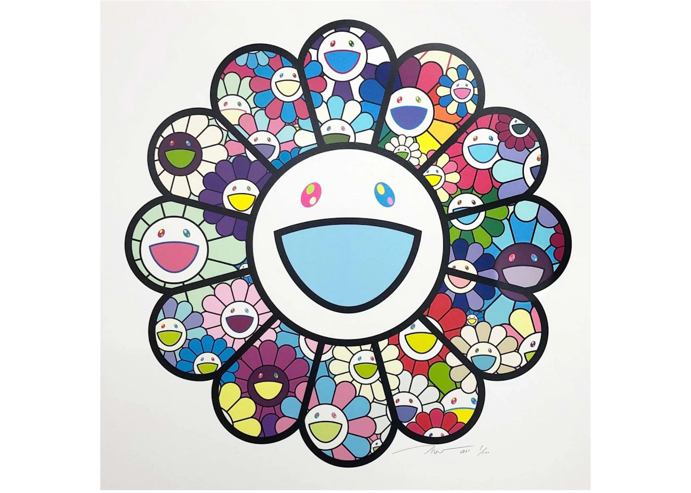 Takashi Murakami Pastel colored flowers Print (SIgned, Edition of 100)