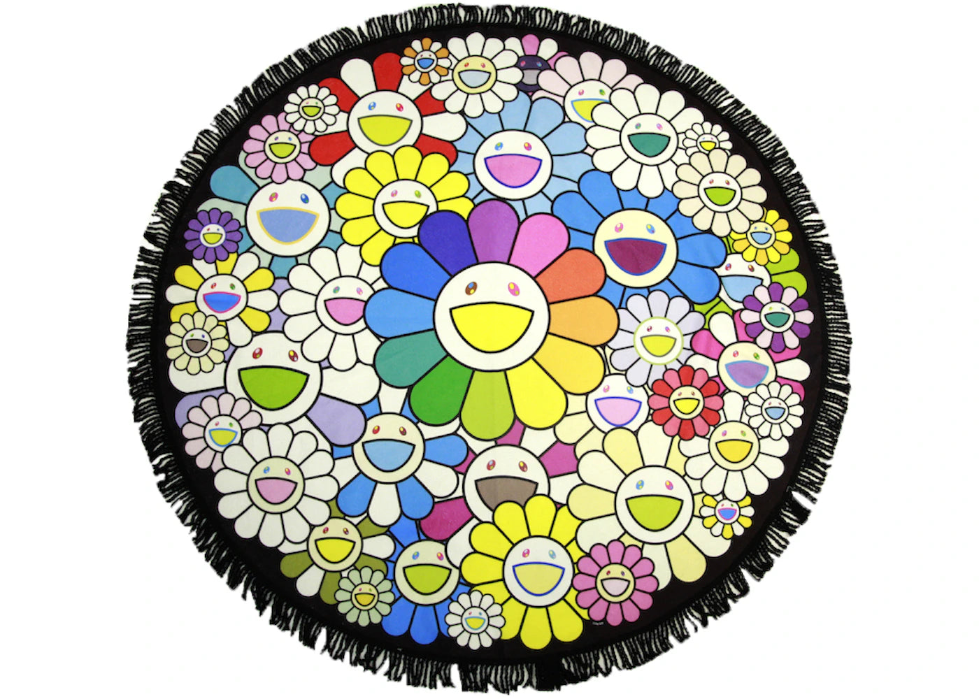 Takashi Murakami Round Flower Towel Rainbow/Black