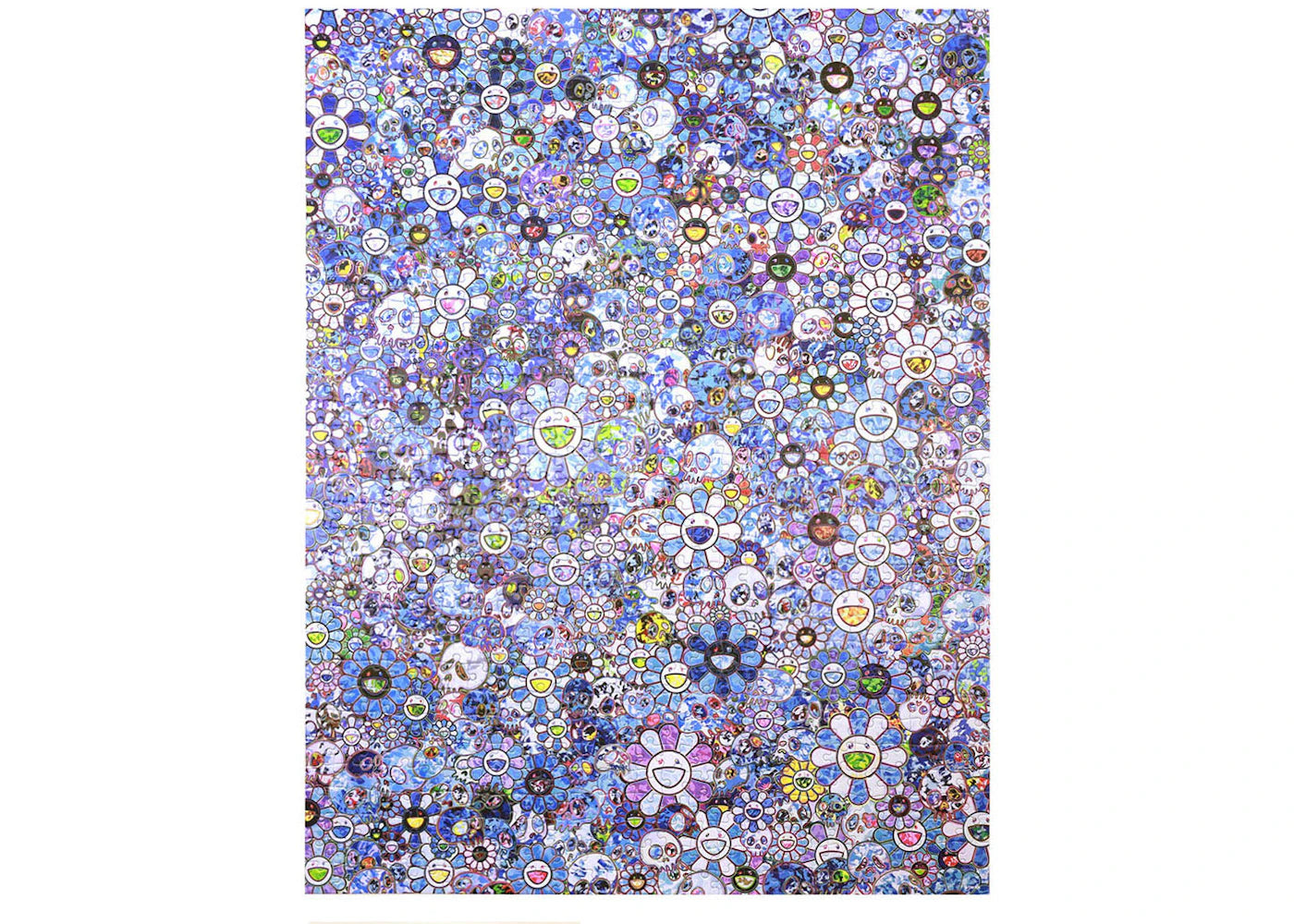 Takashi Murakami Skulls & Flowers Blue Signal Jigsaw Puzzle (875 Pieces)