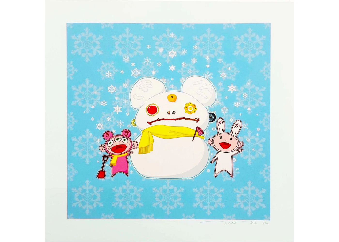 Takashi Murakami Snowman Flower Snowman and Kaikai Kiki Print (Signed, Edition of 100)