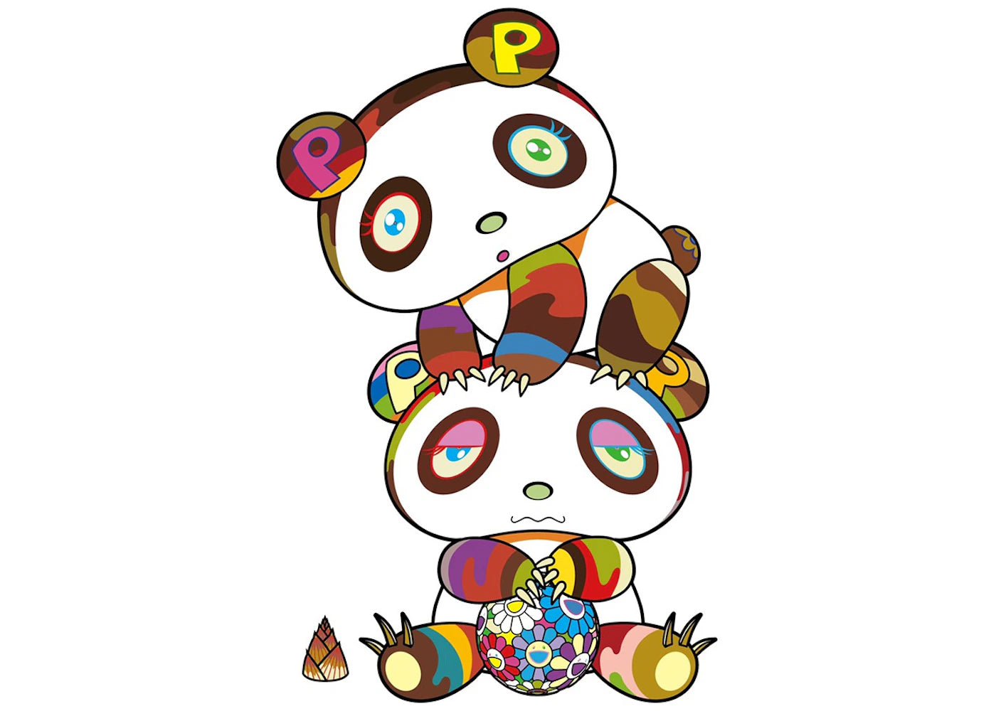 Takashi Murakami Two Panda Cubs In a Totem Pole Print (Signed, Edition of 100)