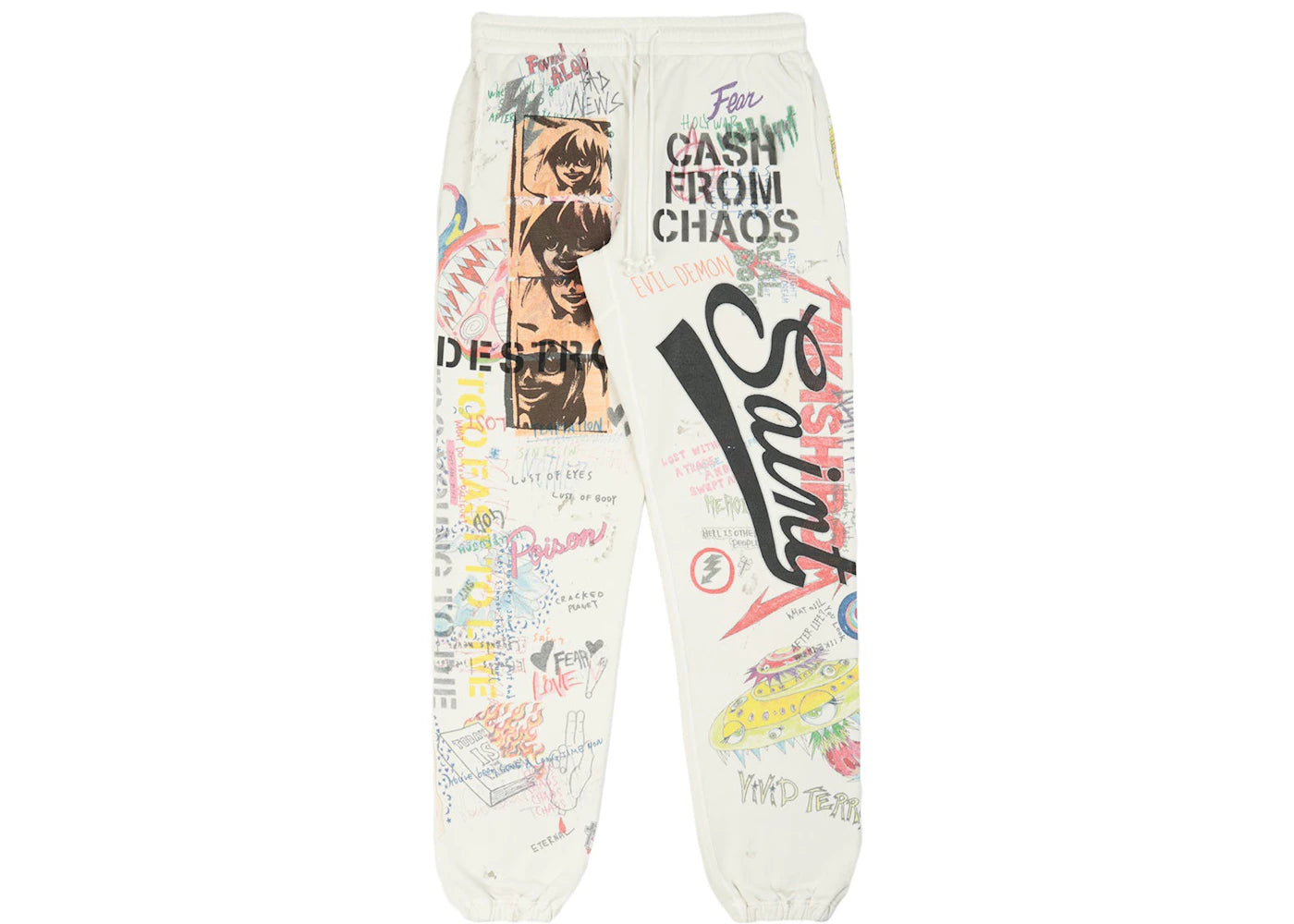 Takashi Murakami x SAINT M×××××× Graff Sweatpants White