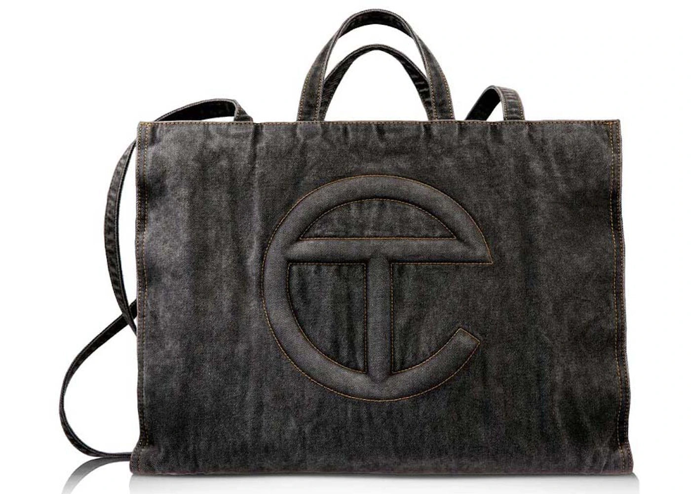 Telfar Large Denim Shopping Bag Black