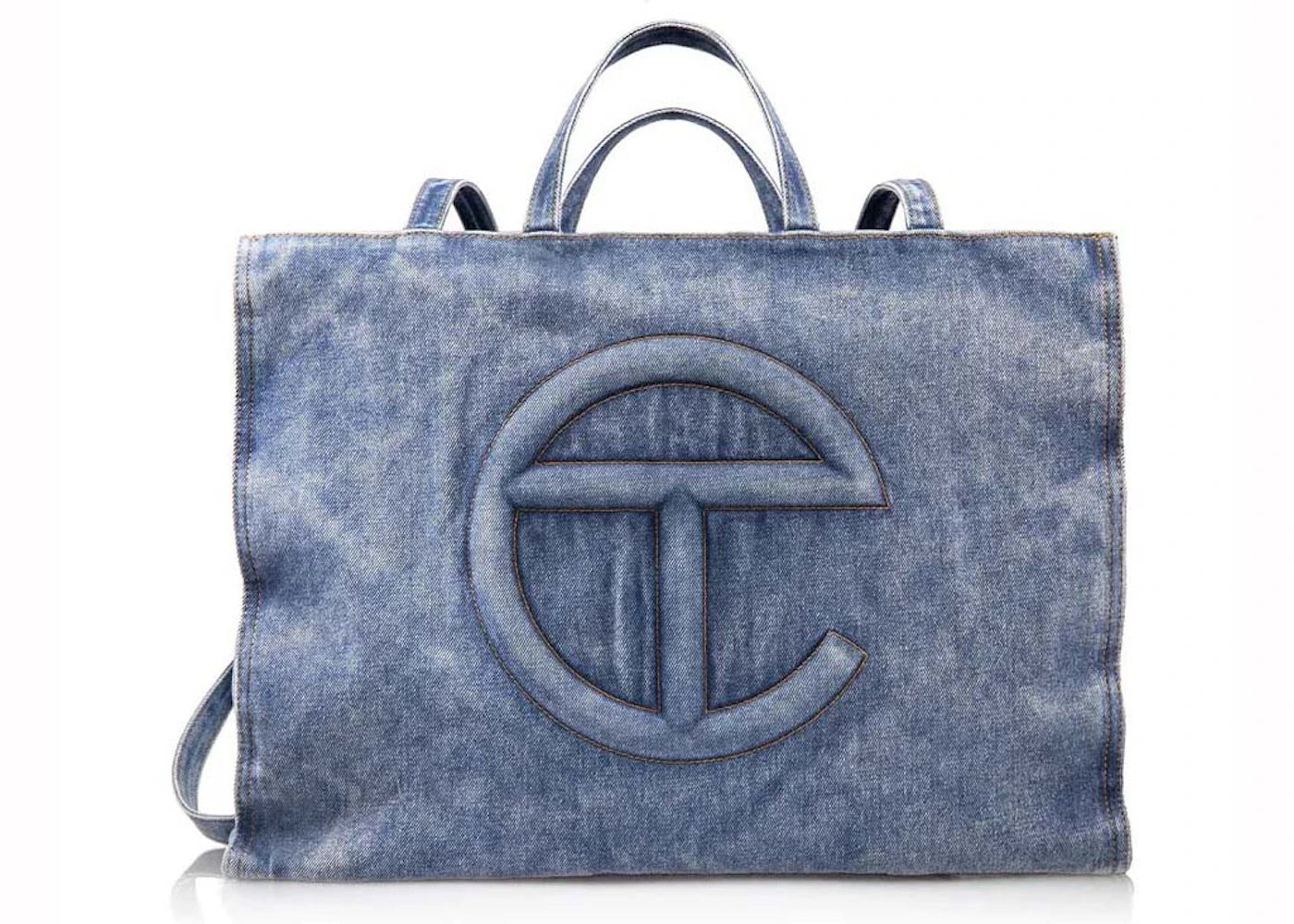 Telfar Large Denim Shopping Bag Blue