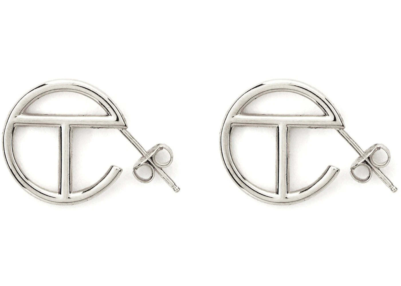 Telfar Logo Hoop Earring Small Silver