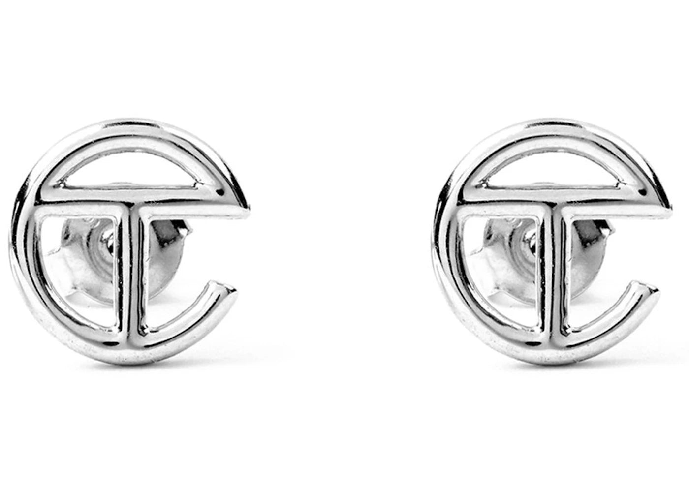 Telfar Logo Stud Earring Silver