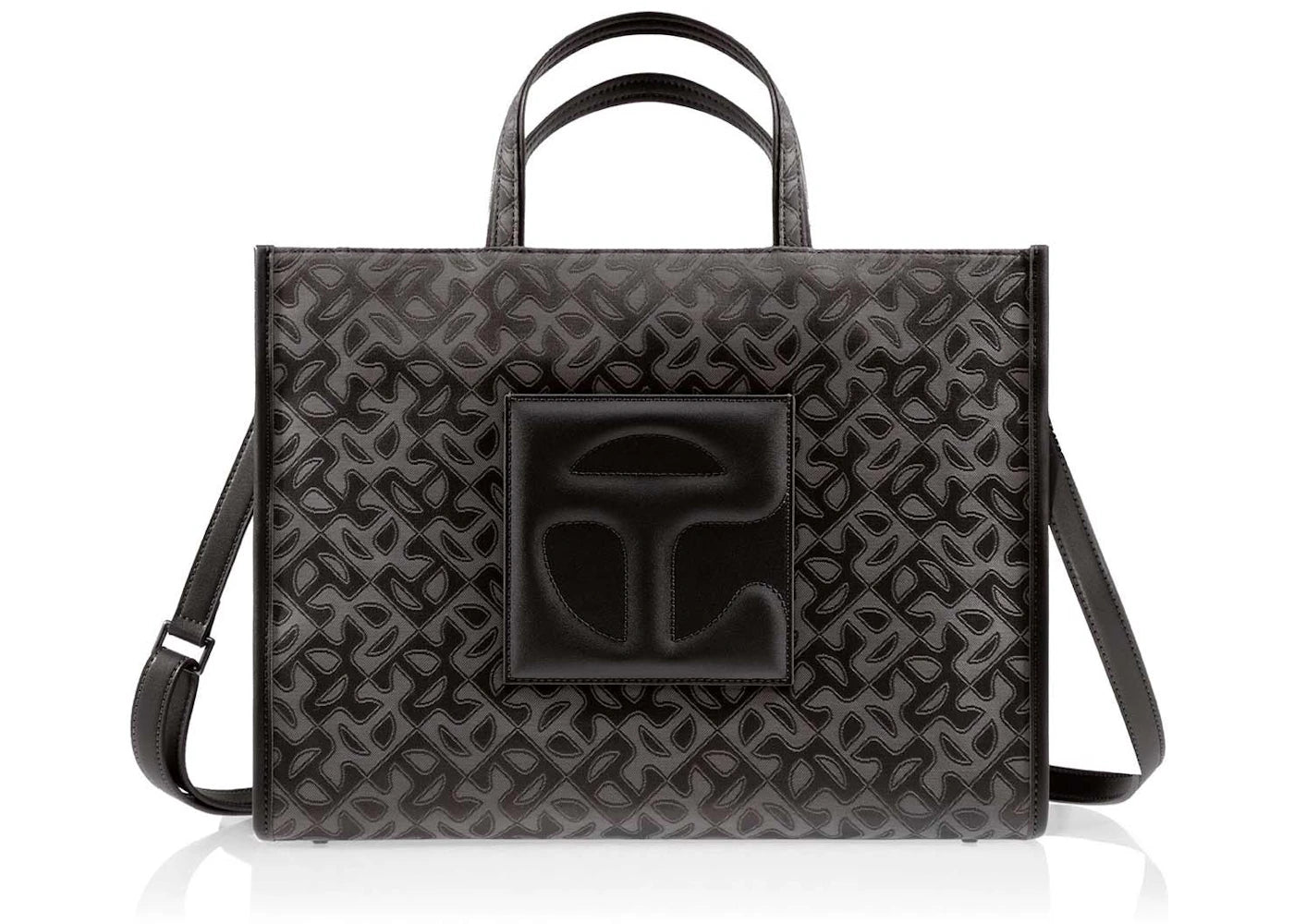 Telfar Medium Jacquard Shopper Black Monogram