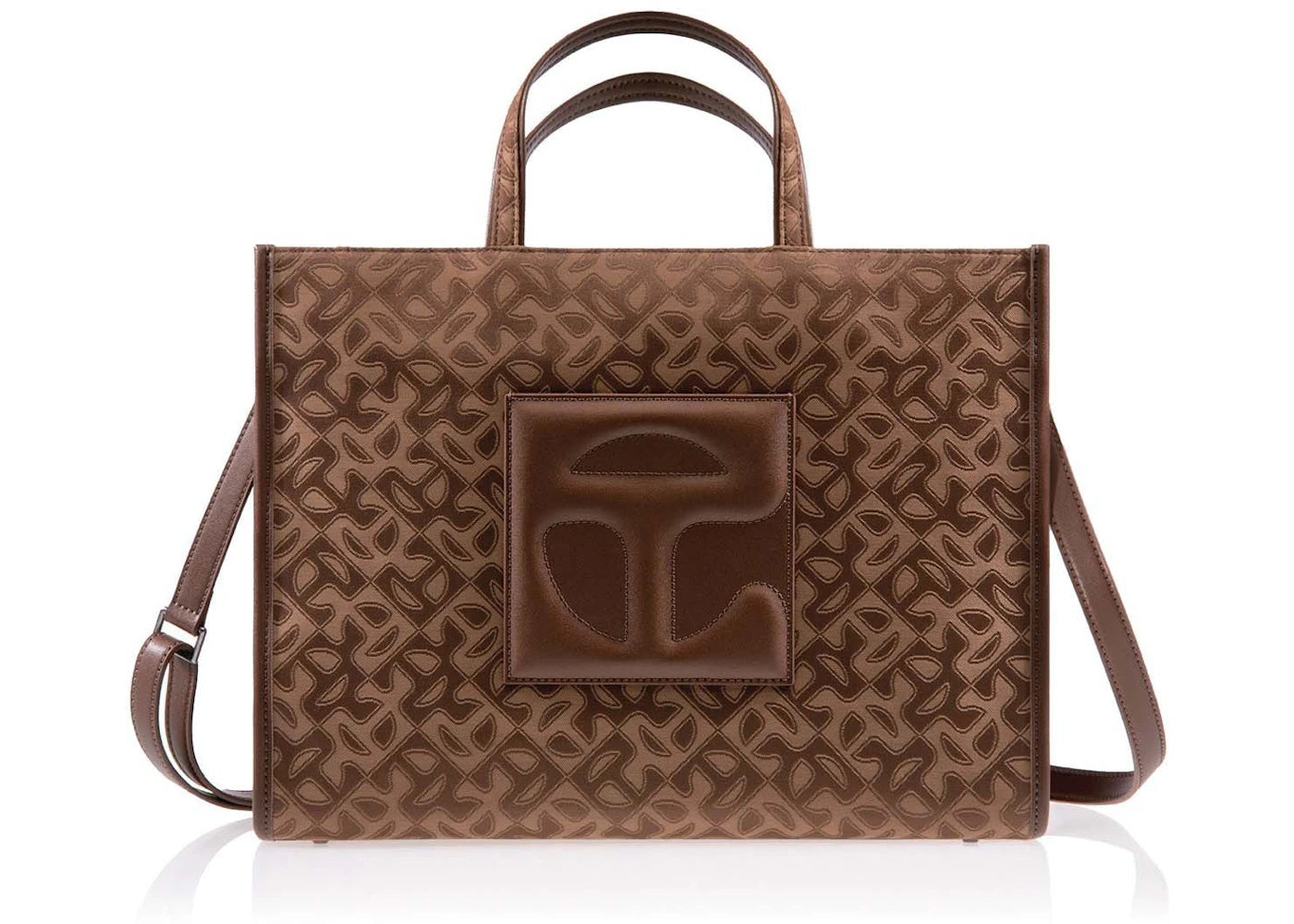 Telfar Medium Jacquard Shopper Tan Monogram