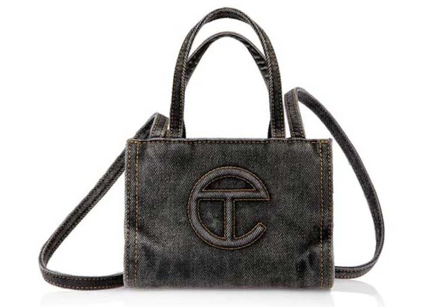 Telfar Small Denim Shopping Bag Black