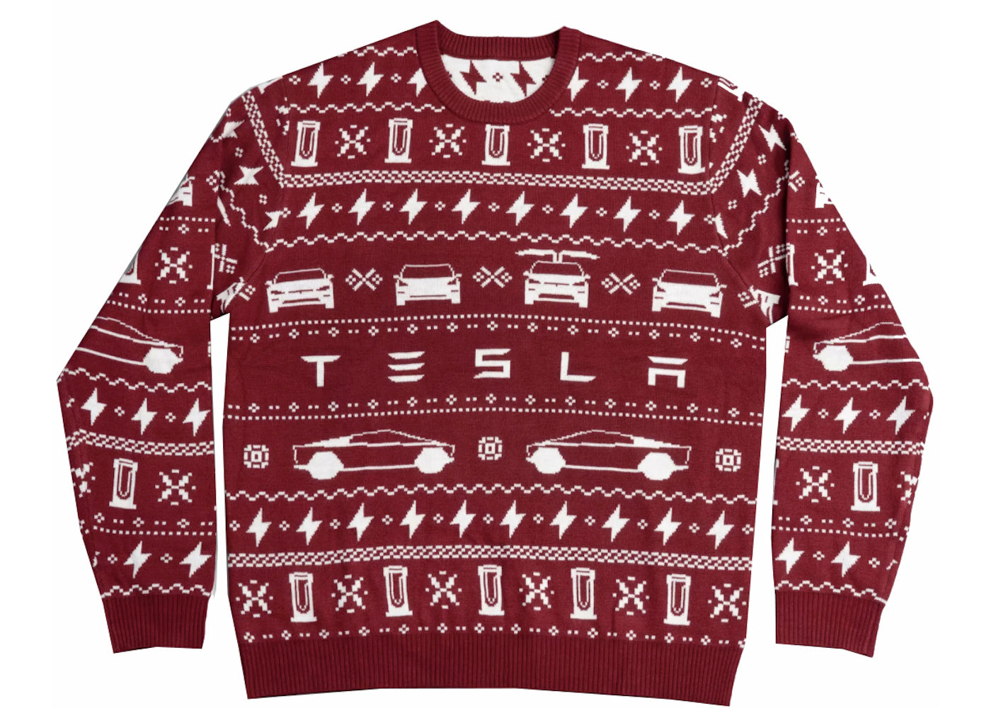 Tesla Model X-mas Sweater Merlot