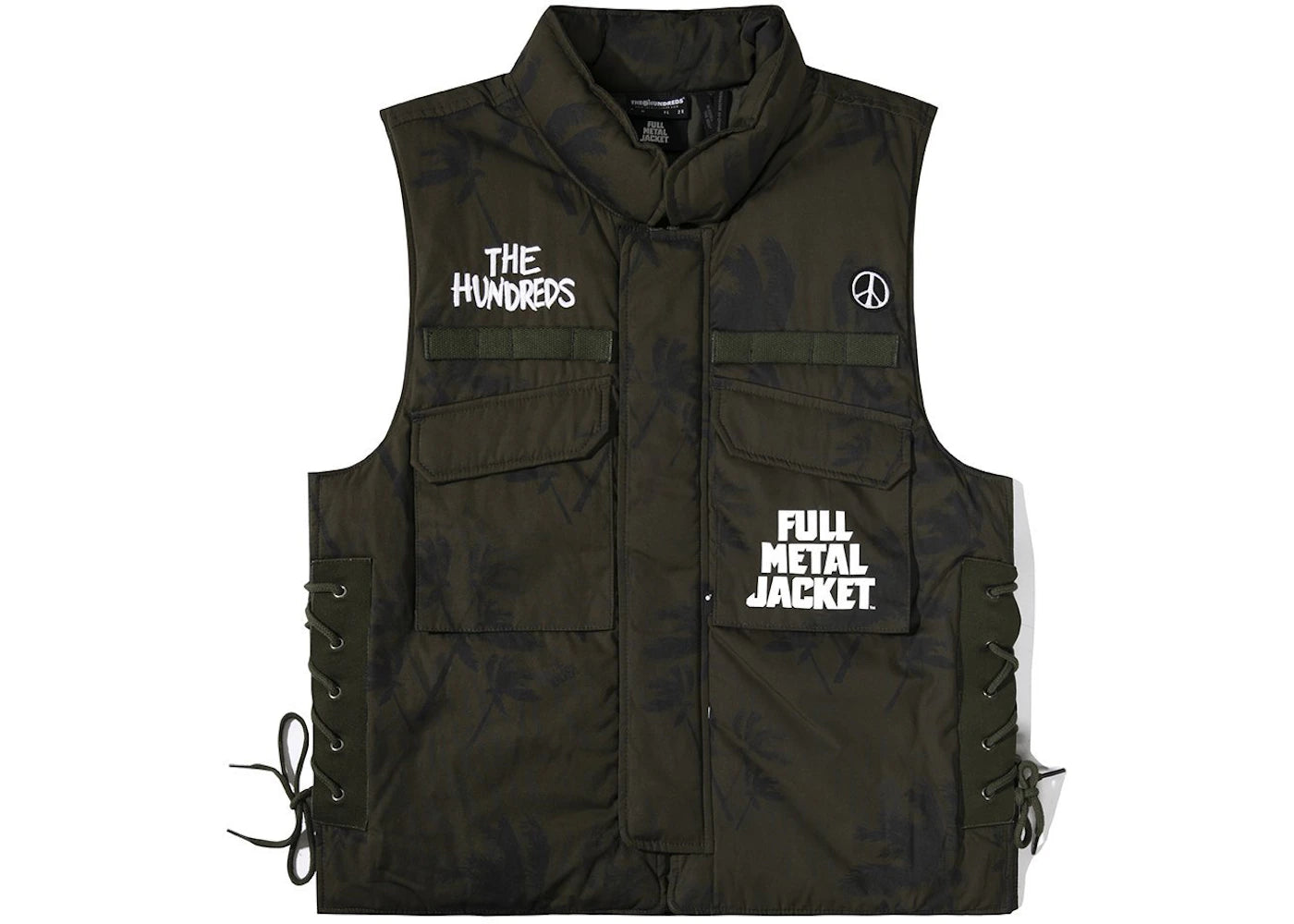 The Hundreds x Full Metal Jacket Platoon Peace Vest Olive Palm Print