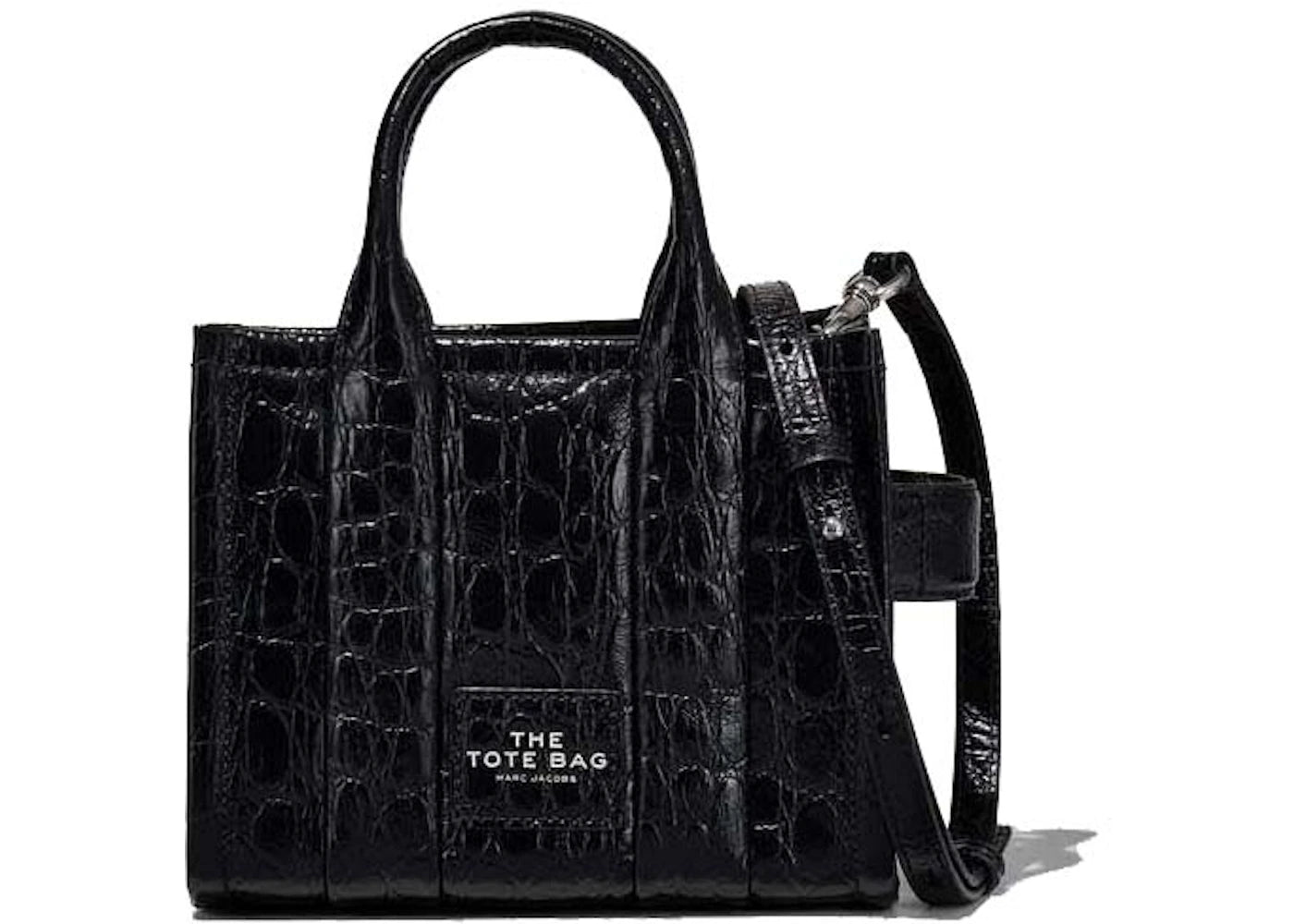 Marc Jacobs The Croc-Embossed Micro Tote Bag Black