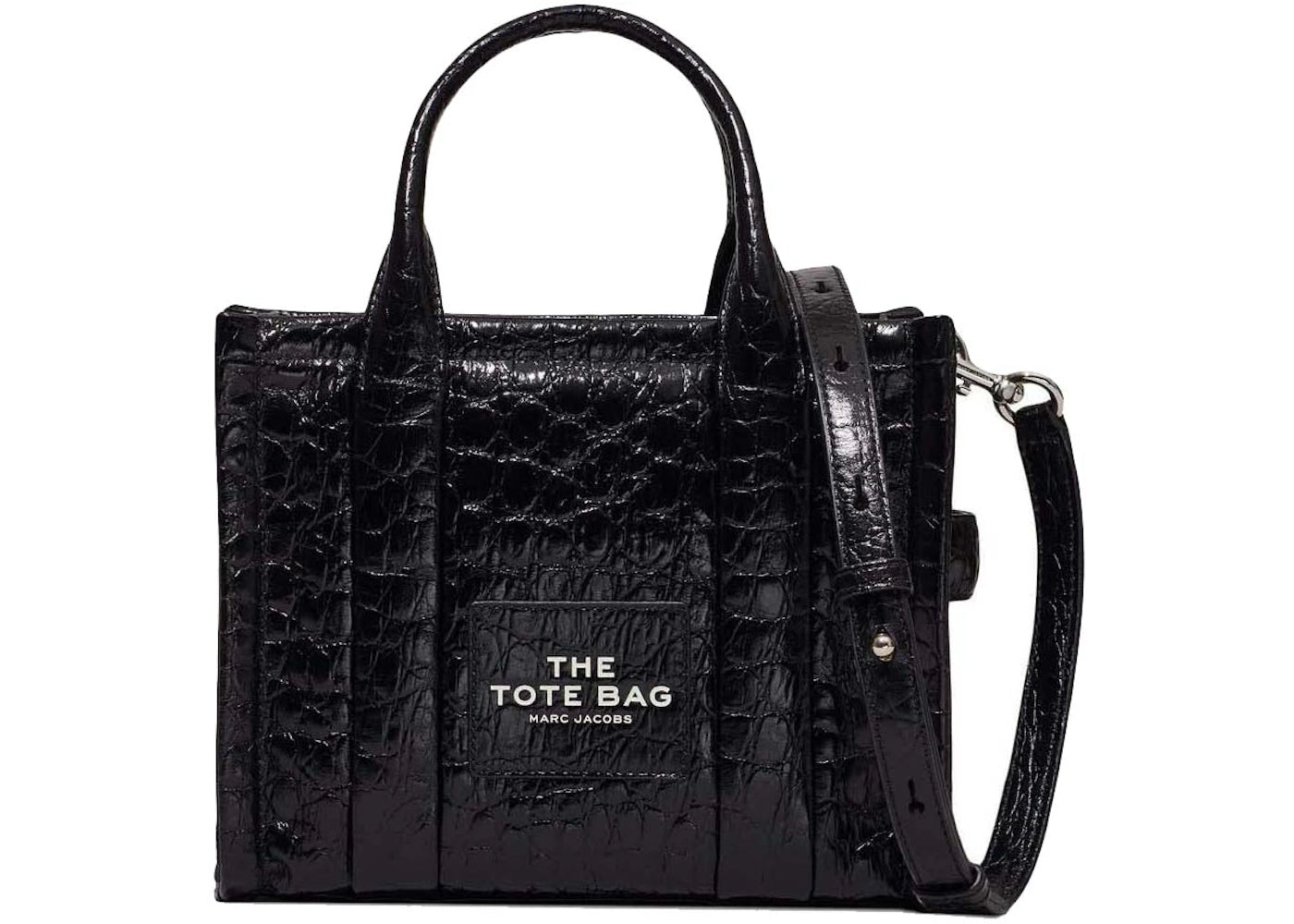 Marc Jacobs The Croc-Embossed Small Tote Bag Black