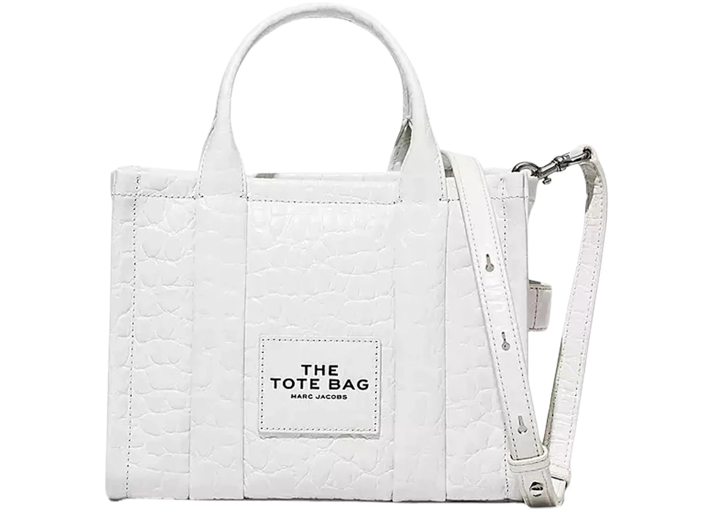 Marc Jacobs The Croc-Embossed Small Tote Bag Ivory