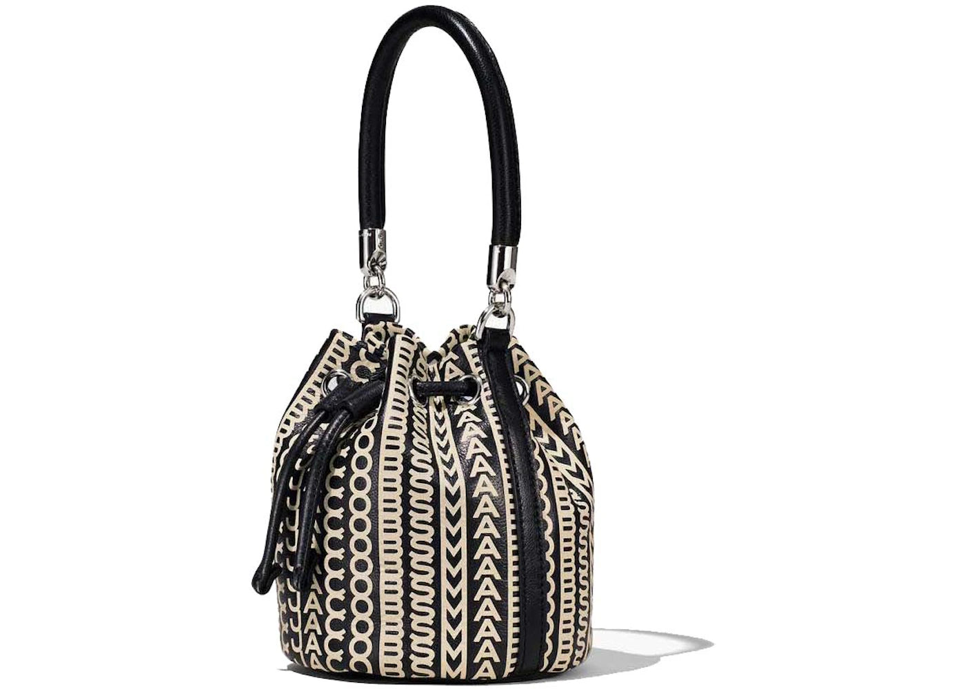 Marc Jacobs The Monogram Leather Micro Bucket Bag Black/White