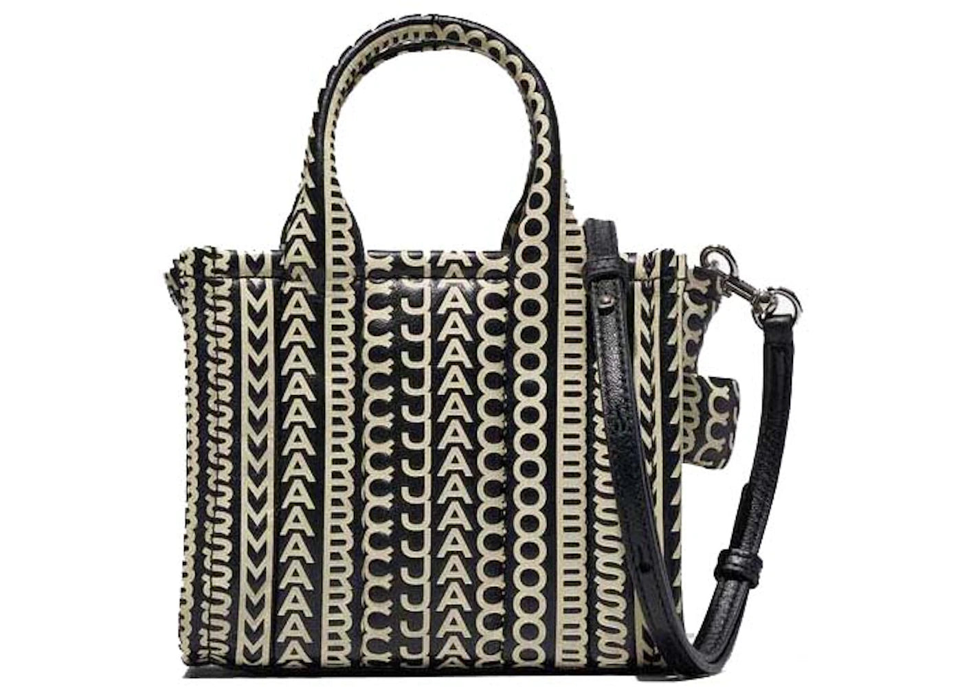 Marc Jacobs The Monogram Leather Micro Tote Black/White