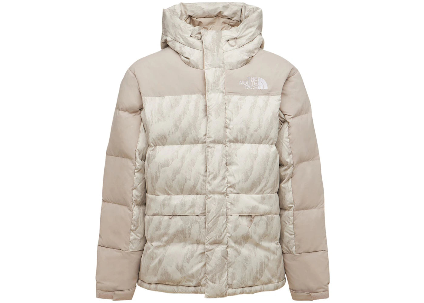 The North Face 1996 Printed Retro Nuptse 550 Fill Jacket Silver Grey Wooden Tiger Print