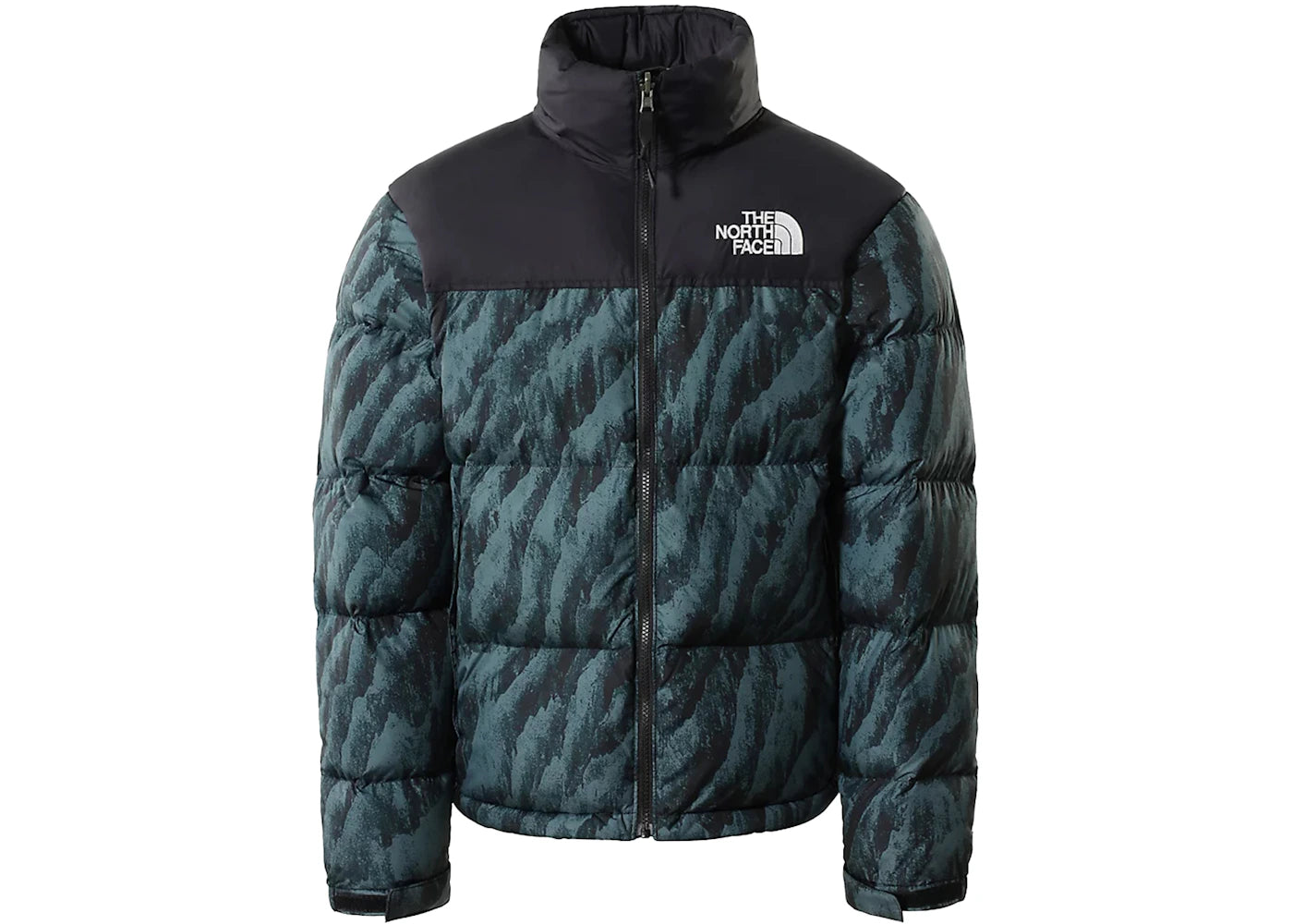 The North Face 1996 Printed Retro Nuptse 700 Fill Packable Jacket Balsam Green Wooden Tiger Print