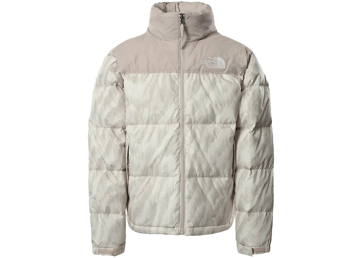 The North Face 1996 Printed Retro Nuptse 700 Fill Packable Jacket Silver Grey Wooden Tiger Print