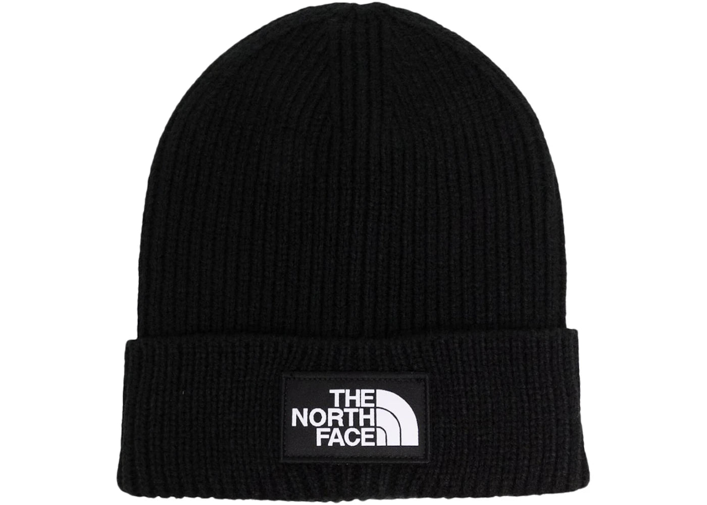 The North Face Logo Patch Ribbed Beanie Black