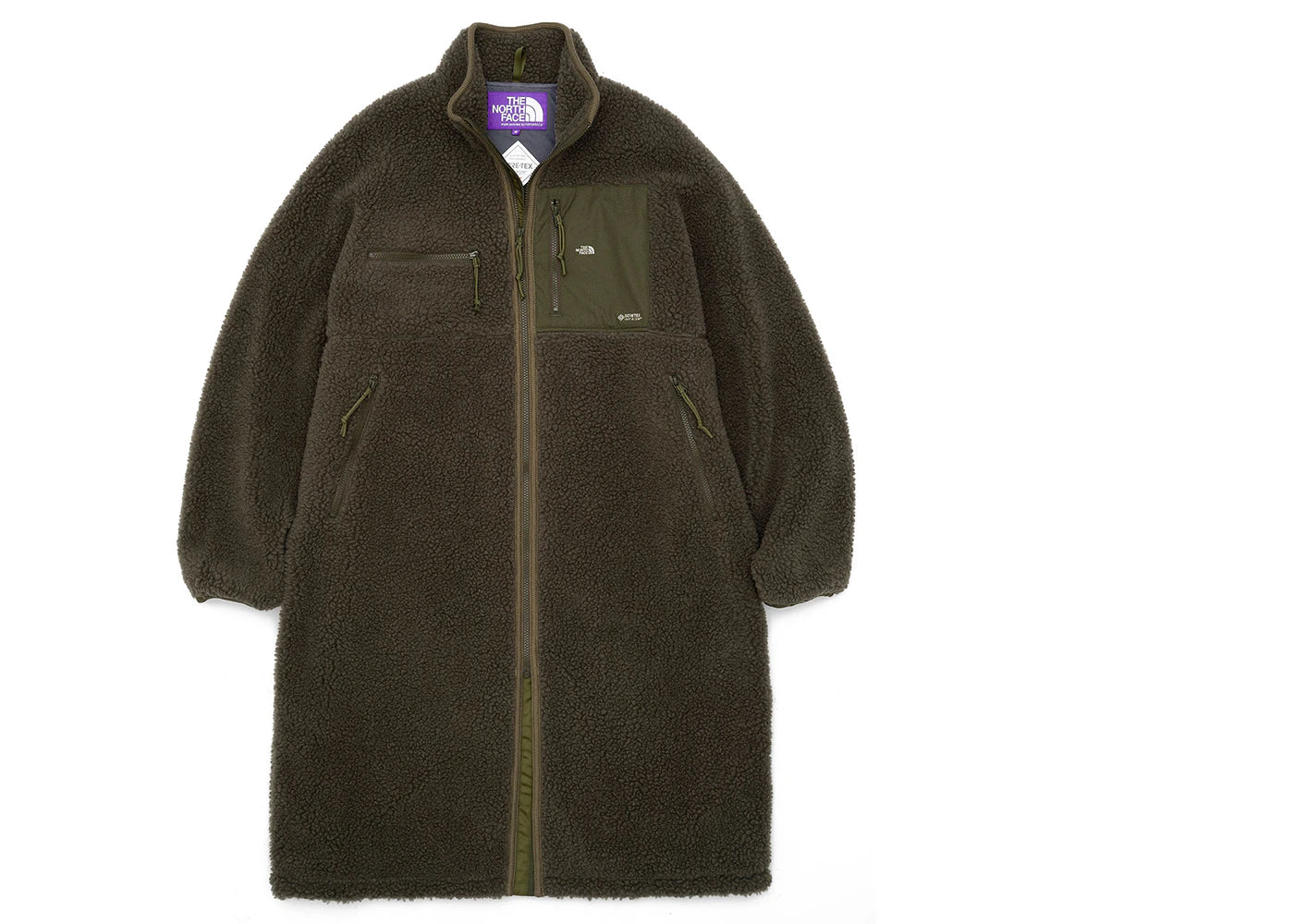 The North Face Purple Label Wool Boa Fleece Field Gore-Tex Infinium Coat Olive