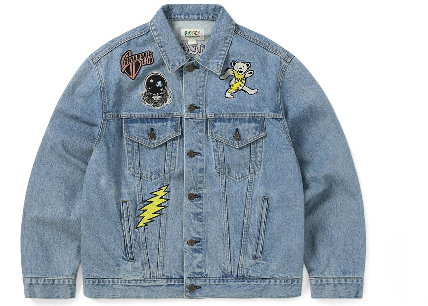 Thisisneverthat x Greatful Dead Lightning Trucker Jacket Washed Blue