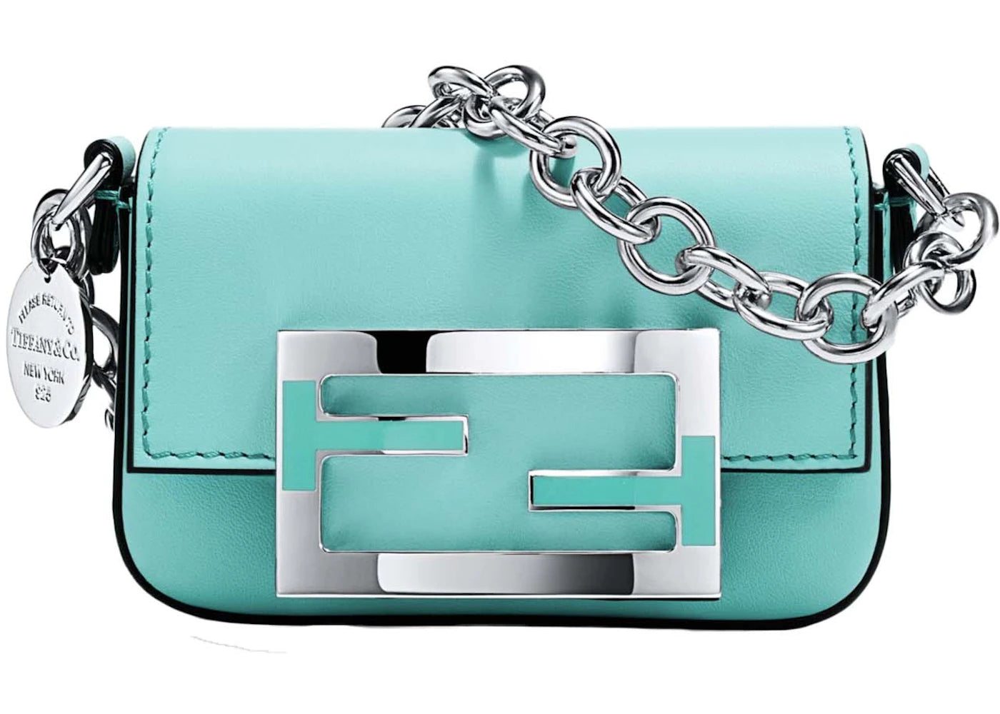 Tiffany x FENDI Nano Baguette in Tiffany Blue Leather with Sterling Silver