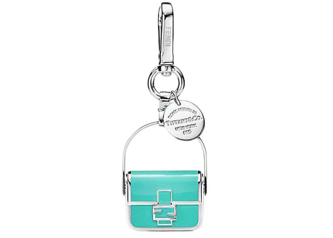 Tiffany x FENDI Pico Baguette Charm in Silver with Tiffany Blue Enamel Finish