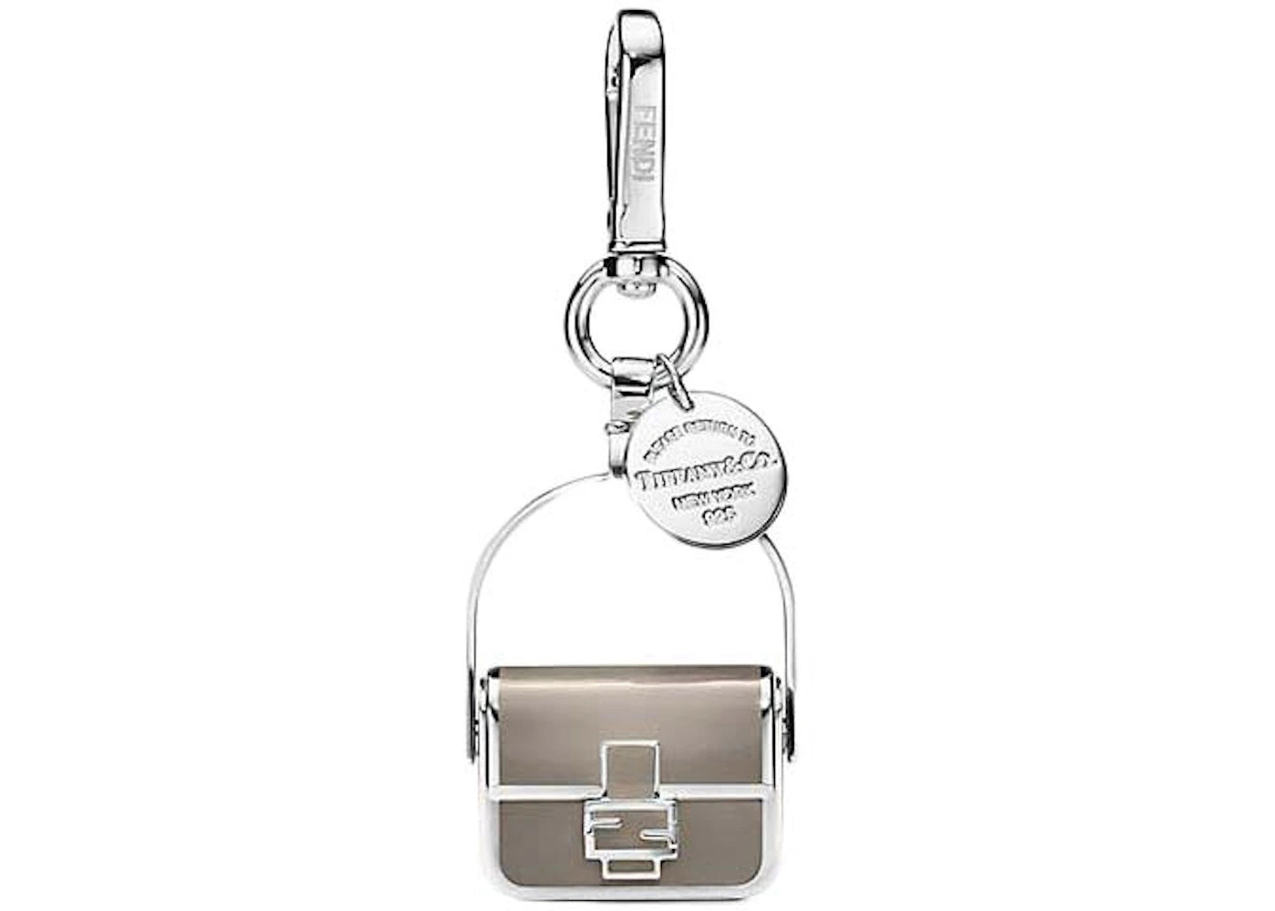 Tiffany x FENDI Pico Baguette Charm in Sterling Silver with Brown Enamel Finish