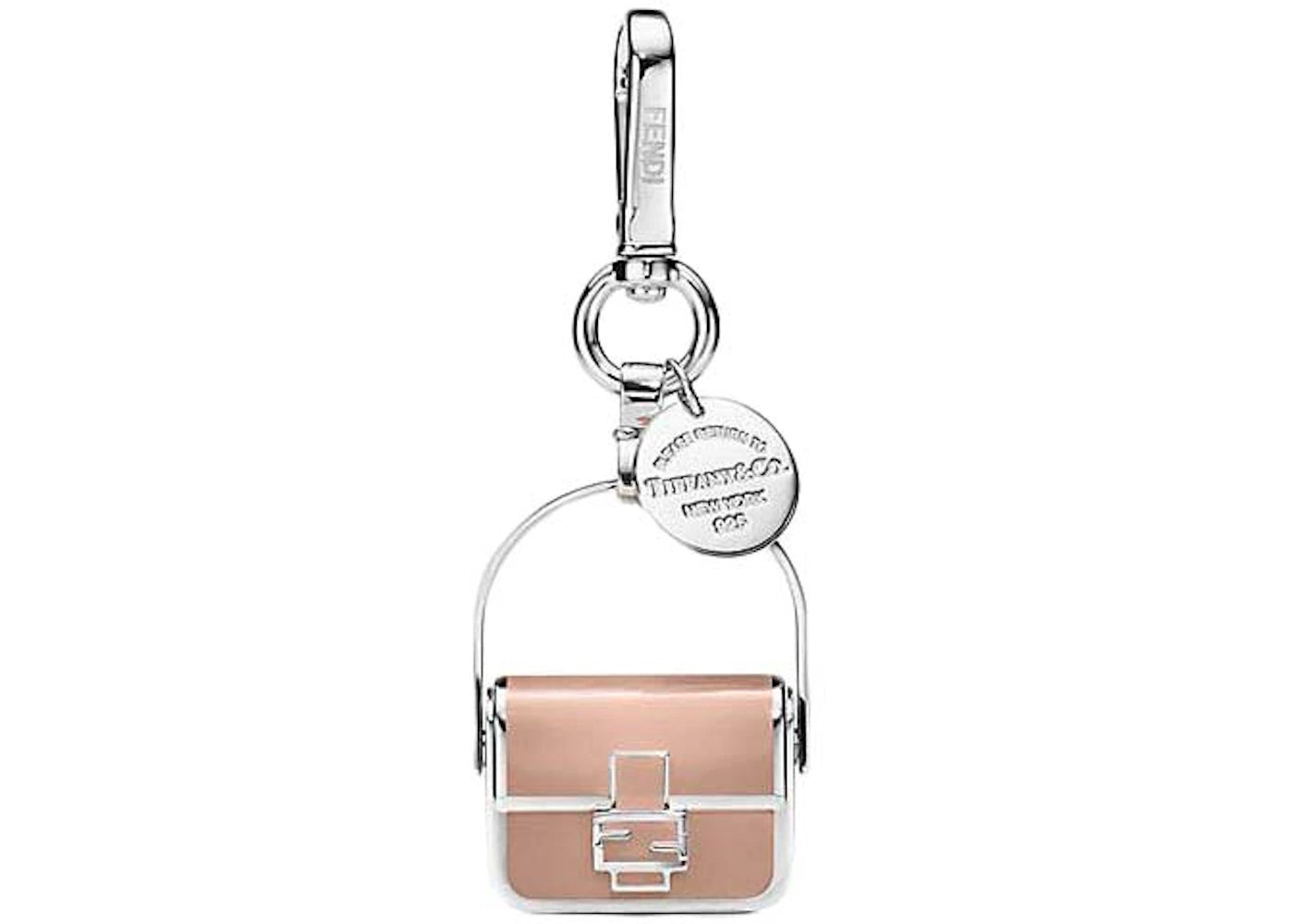 Tiffany x FENDI Pico Baguette Charm in Sterling Silver with Pink Enamel Finish